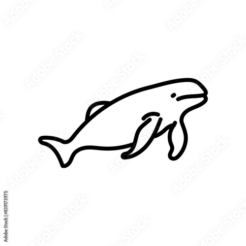 Beluga Whale Outline Icon, Vector illustration