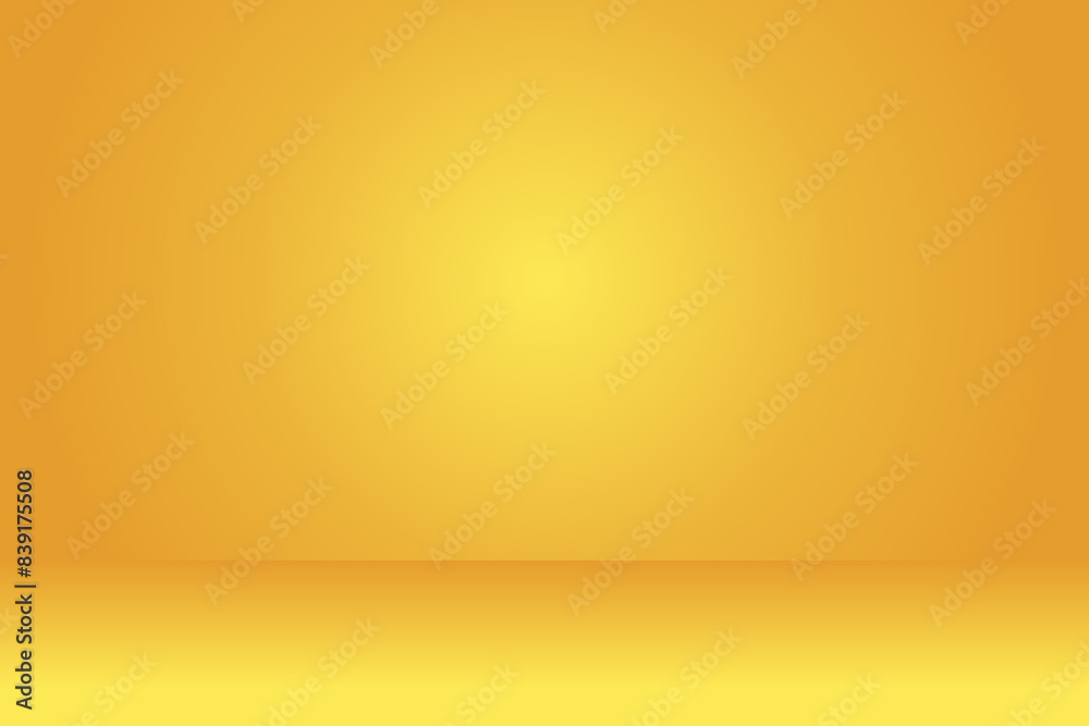 Empty Yellow Color Background Empty yellow 3d studio background, Vector illustration for product ...