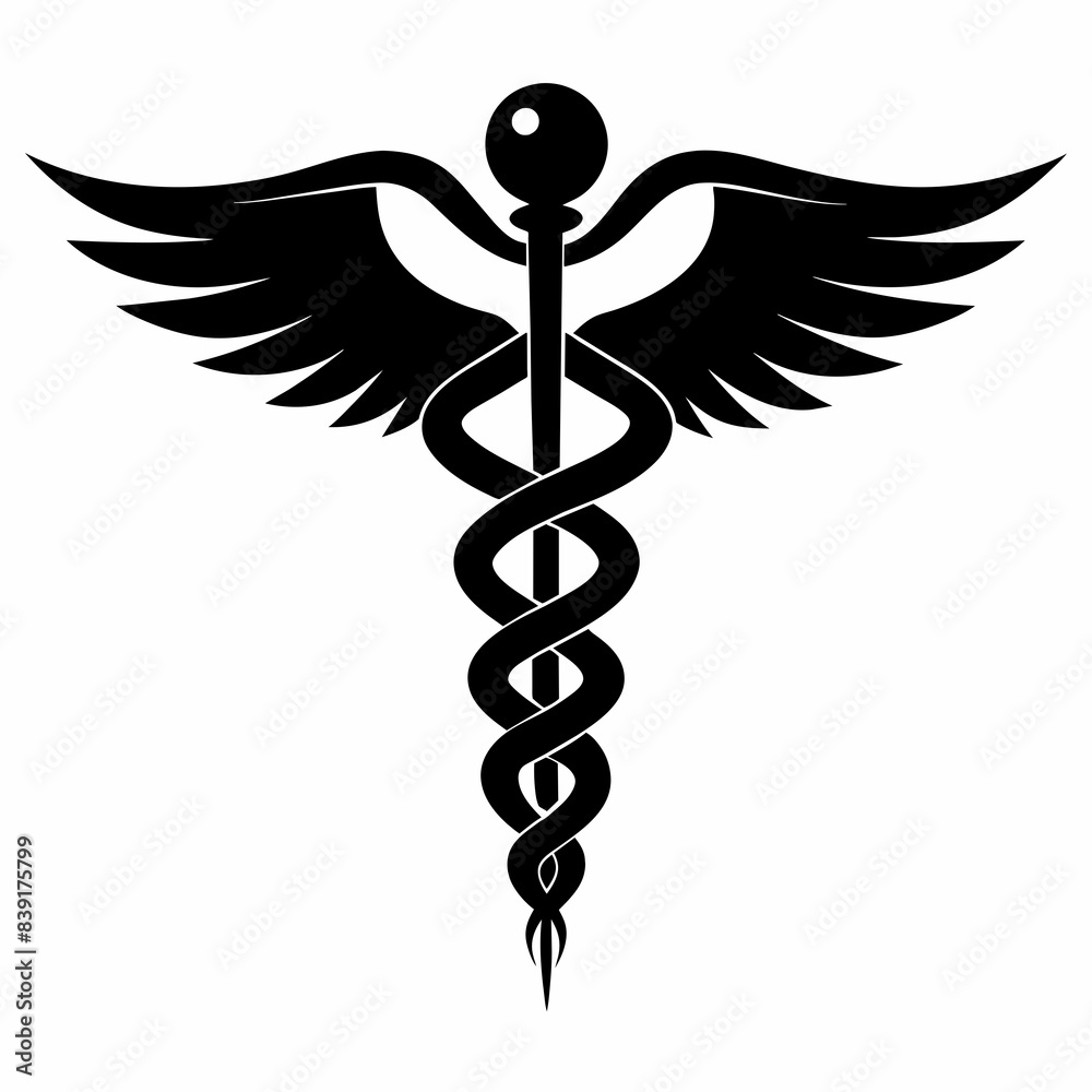 caduceus symbol vector silhouette illustration. caduceus symbol vector silhouette illustration.