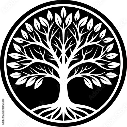 minimalist logo of tree vector silhouette illustration.