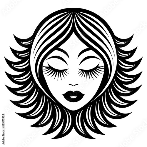 woman head logo vector silhouette illustration.