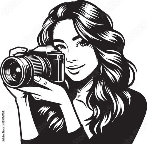 Photographer Vector Illustration Silhouette. Nature photographer flat vector icon, mobile apps and ui. man taking photographs, photographer sketch on white background vector