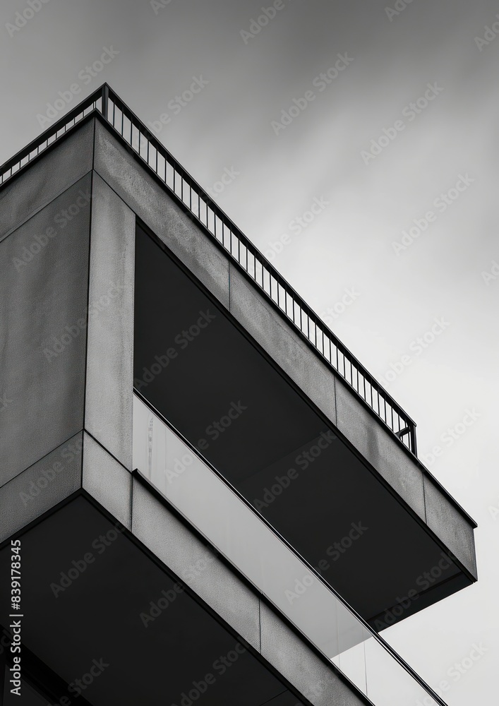 Modern architecture monochrome black white.