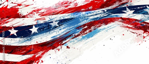 Abstract American flag background with artistic brush strokes and bold colors