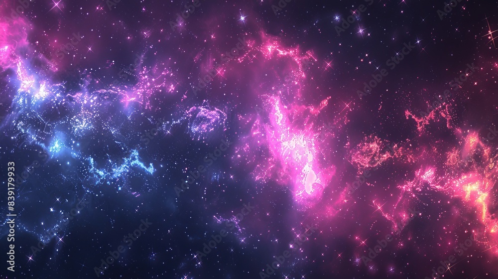 Fototapeta premium seamless space texture background stars in the night sky with purple pink and blue nebula 