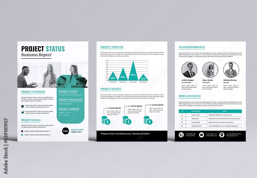 Business Project Status Report Template Stock Template | Adobe Stock