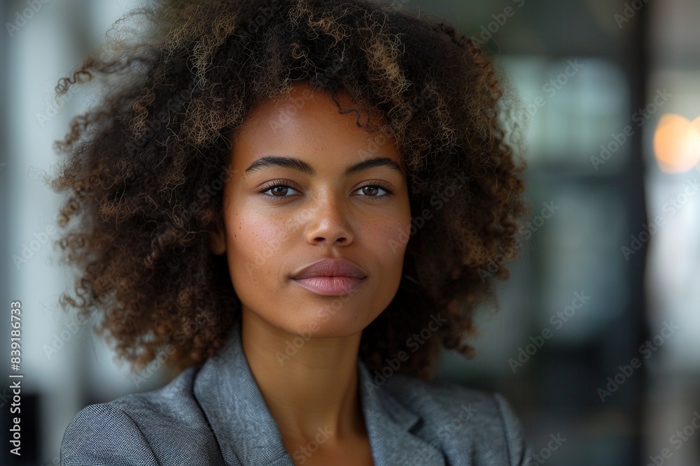 A professional headshot capturing a mixed-race individual with natural curly hair, thoughtfully gazing into the distance, exuding confidence and contemplation. A professional headshot capturing a mixed-race individual with natural curly hair, thoughtfully gazing into the distance, exuding confidence and contemplation.