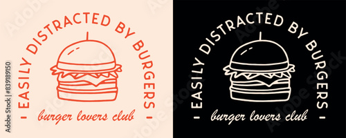 Burger lover club funny quotes sayings retro vintage aesthetic shirt