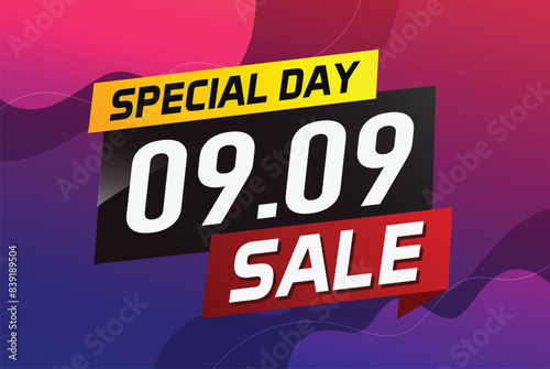 9.9 Special day sale word concept vector illustration with ribbon and 3d style for use landing page, template, ui, web, mobile app, poster, banner, flyer, background, gift card, coupon

