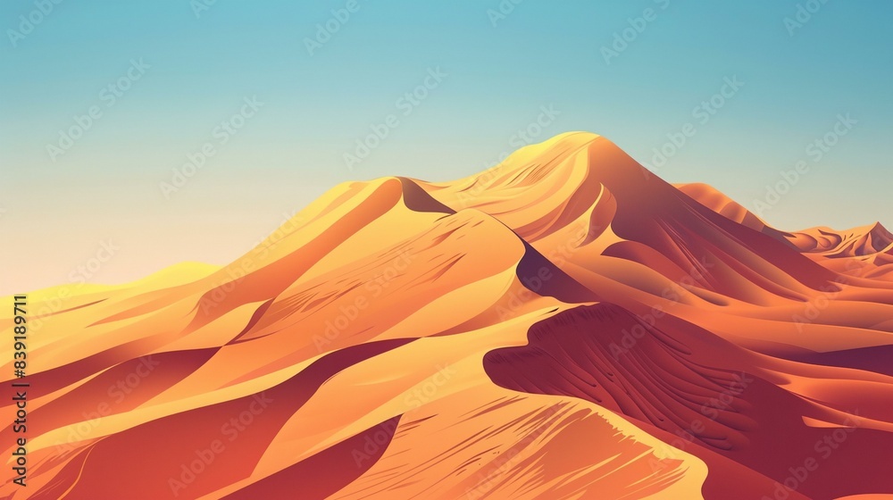 Naklejka premium a desert landscape with a mountain in the background