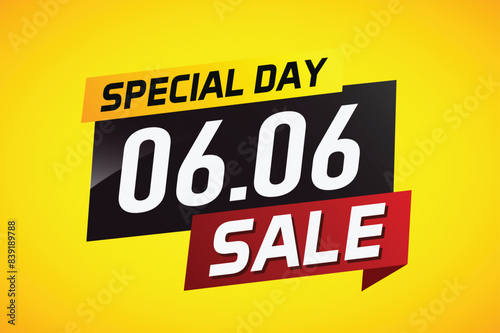 6.6 Special day sale word concept vector illustration with ribbon and 3d style for use landing page, template, ui, web, mobile app, poster, banner, flyer, background, gift card, coupon

