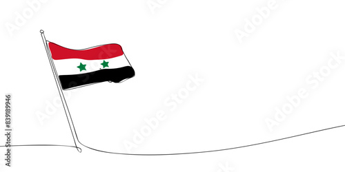 A single line drawing of a Syria flag. Continuous line Syrian Arab Republic icon. One line icon. Vector illustration