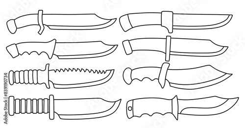 knives doodle icon hand drawing set vector illustration