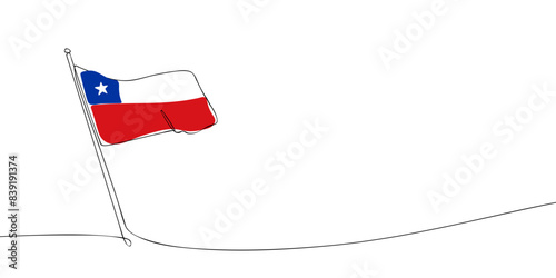 A single line drawing of a Chile flag. Continuous line Republic of Chile icon. One line icon. Vector illustration