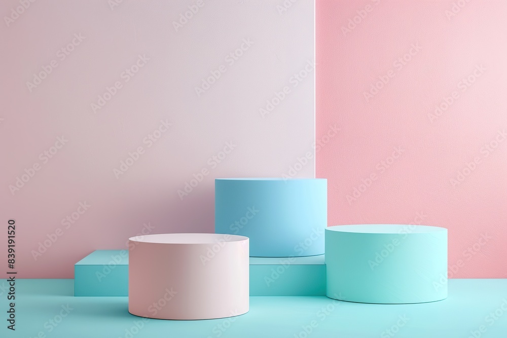 Stand podium wall scene pastel color background, geometric shape for product display presentation. Minimal scene for mockup products Stand podium wall scene pastel color background, geometric shape for product display presentation. Minimal scene for mockup products