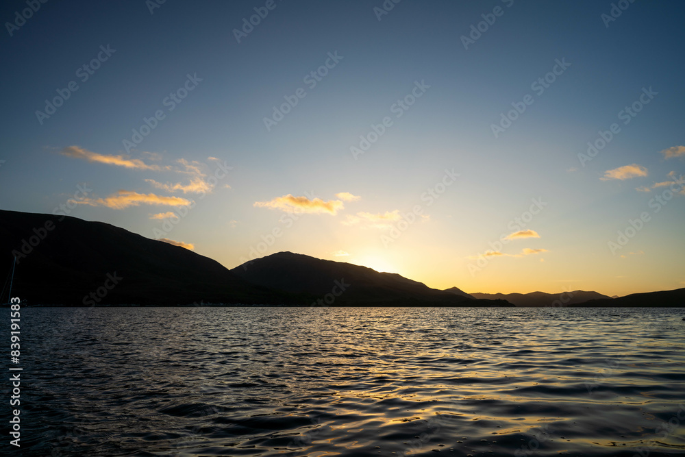 still water at dusk on a great lake and ocean in australia still water at dusk on a great lake and ocean in australia