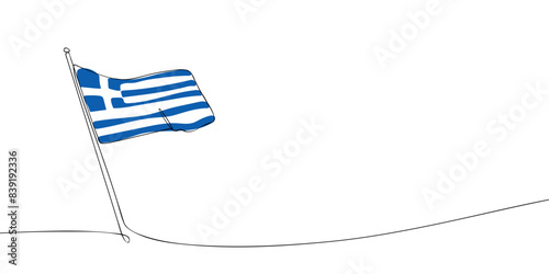 A single line drawing of a Greece flag. Continuous line Hellenic Republic icon. One line icon. Vector illustration