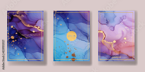 wedding invitation. a great celebration of lovers. texture of liquid marble and gold. print for leaflets, banners, flyers, business cards, cards. trend vector	