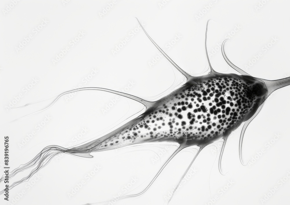 Topic Micrograph of a protozoan Style : X-ray-like image Detail : X-ray image of a protozoan Composition : One small protozoan in the centre of the image Topic Micrograph of a protozoan Style : X-ray-like image Detail : X-ray image of a protozoan Composition : One small protozoan in the centre of the image