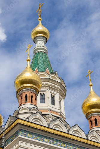 Obraz na płótnie Saint Nicholas Orthodox Russian Church built in 1899 in Russian-Byzantine style, Vienna, Austria w salonie