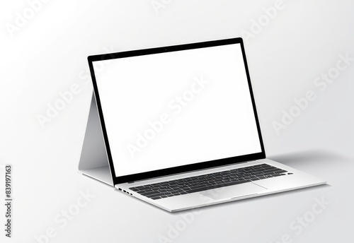 white screen laptop mockup isolated on white background.