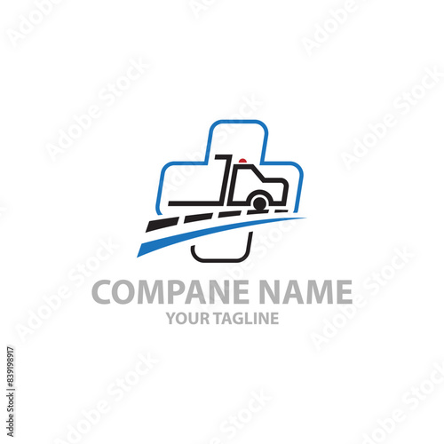 medical car logo unique and creativ,Health Delivery Icon Logo Design Element.