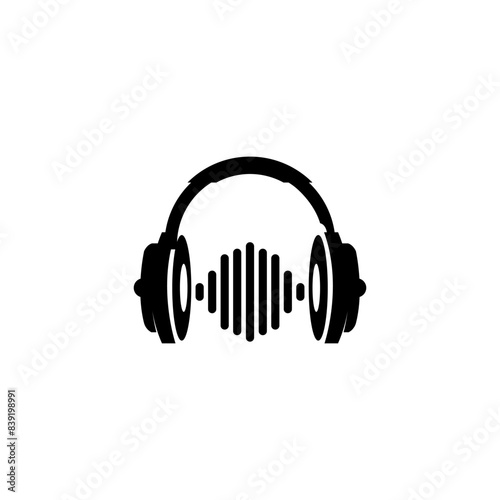 Headphones icon vector. Illustration of headphones with sound wave icon isolated on white background