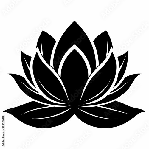 Draw a black silhouette vector of a lotus flower photo