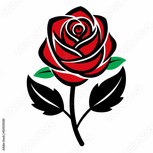 2d flat color silhouette vector of a rose flower