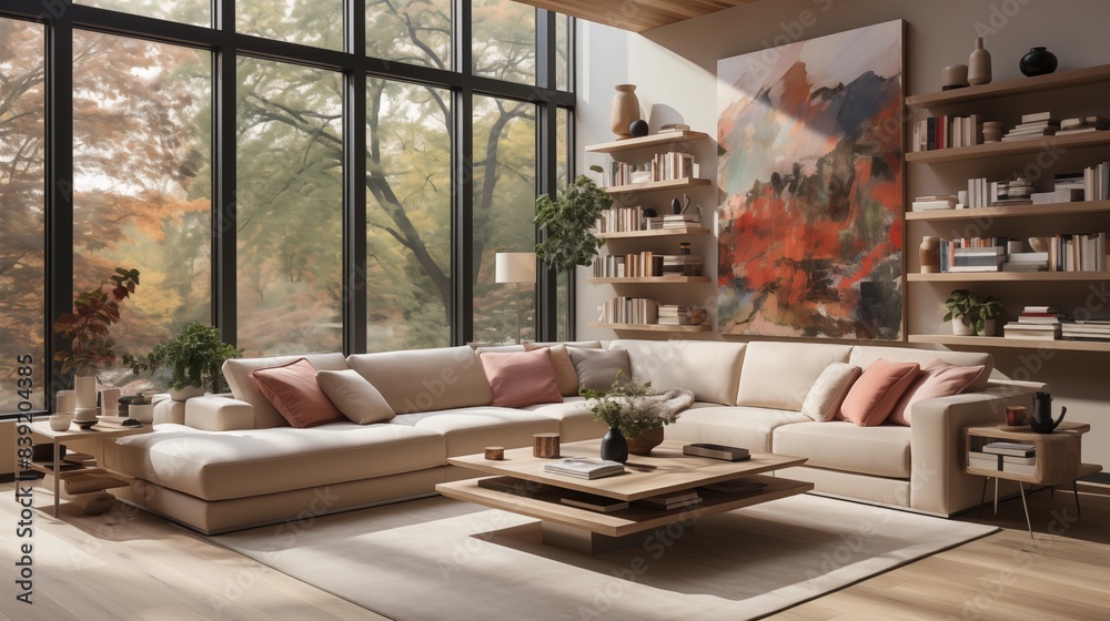 Contemporary living room with a sectional sofa