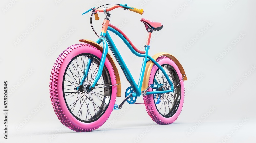 Fototapeta premium Colorful bicycle, isolated on a white background