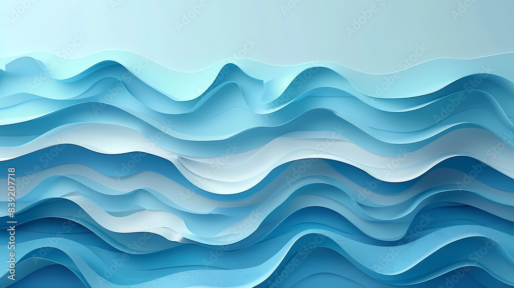 Abstract light blue waves paper art background vector image Abstract light blue waves paper art background vector image