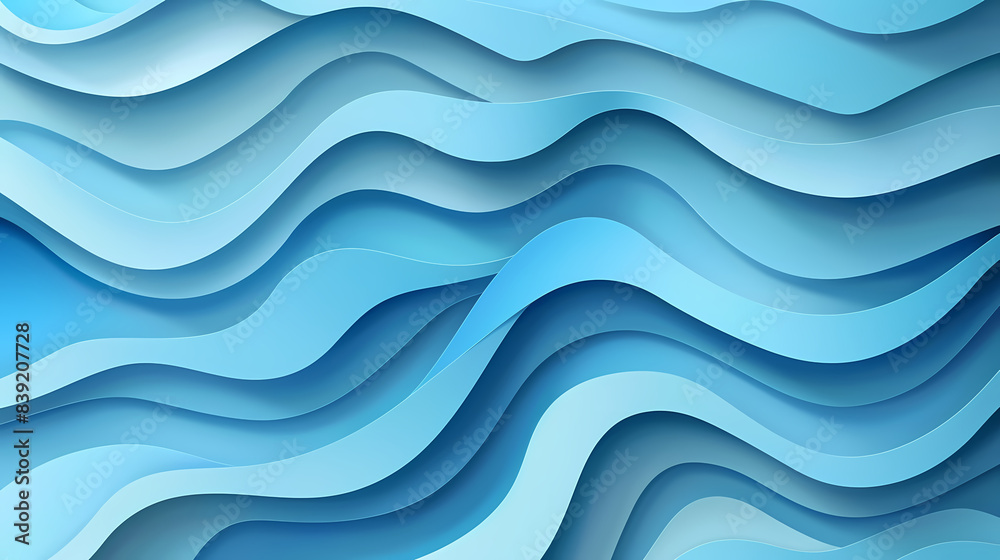 Fototapeta premium Abstract light blue waves paper art background vector image