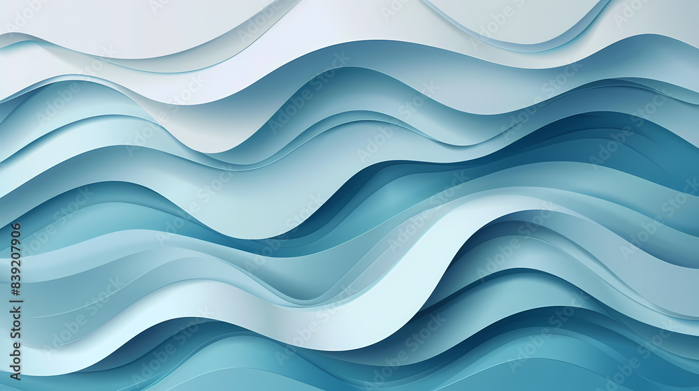 Fototapeta premium Abstract light blue waves paper art background vector image