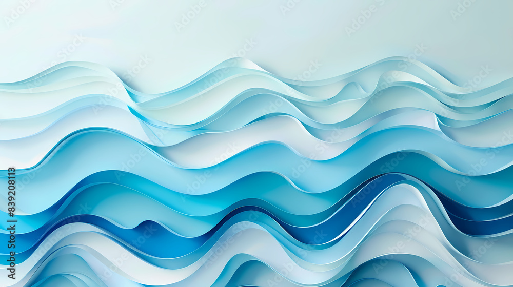 Abstract light blue waves paper art background vector image Abstract light blue waves paper art background vector image