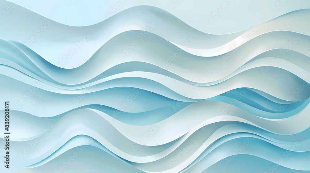Fototapeta premium Abstract light blue waves paper art background vector image