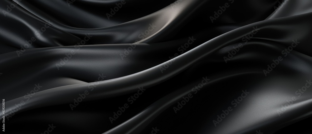 Fototapeta premium Black silk satin fabric abstract background
