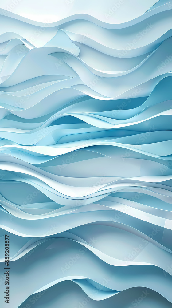 Fototapeta premium Abstract light blue waves paper art background vector image