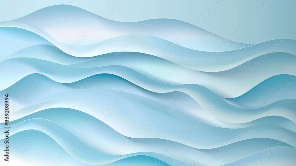Obraz premium Abstract light blue waves paper art background vector image