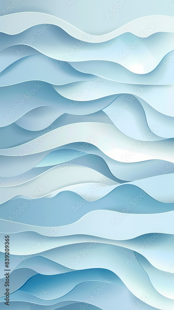 Fototapeta premium Abstract light blue waves paper art background vector image