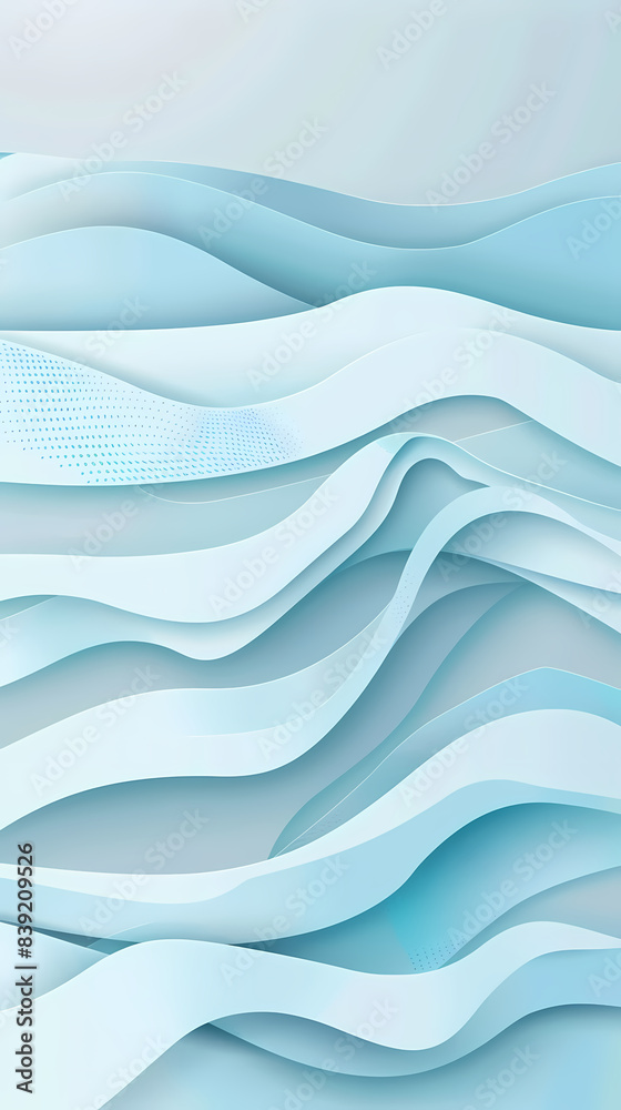 Fototapeta premium Abstract light blue waves paper art background vector image