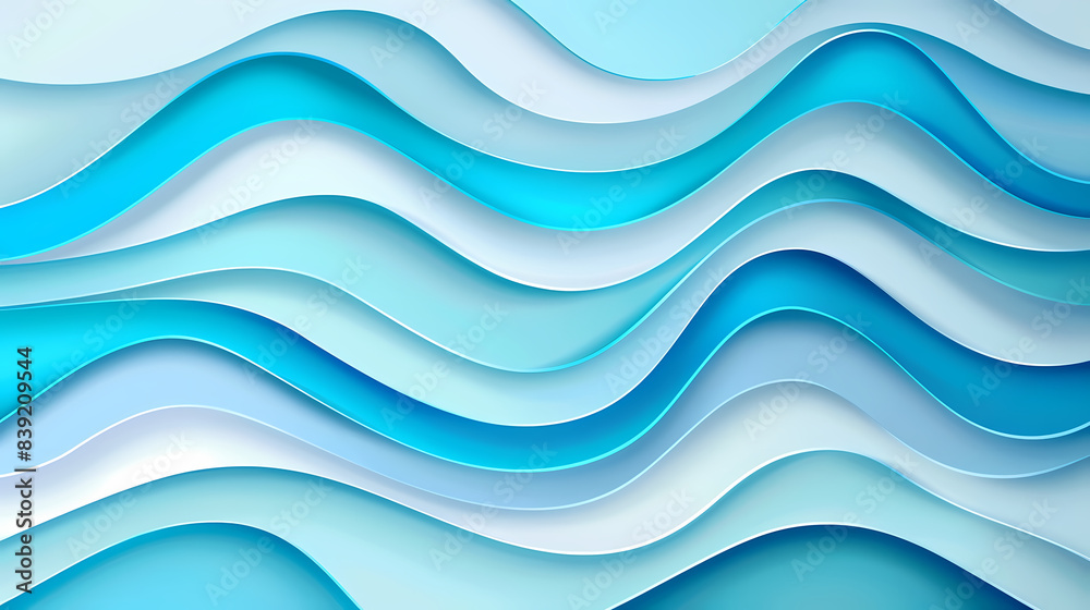Fototapeta premium Abstract light blue waves paper art background vector image