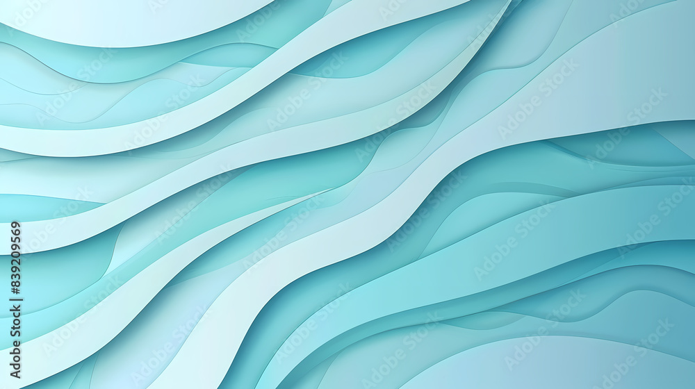 Obraz premium Abstract light blue waves paper art background vector image