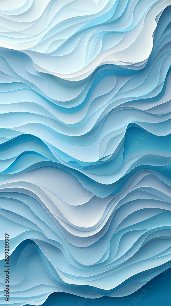 Fototapeta premium Abstract light blue waves paper art background vector image