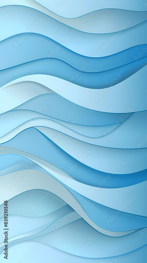 Fototapeta premium Abstract light blue waves paper art background vector image