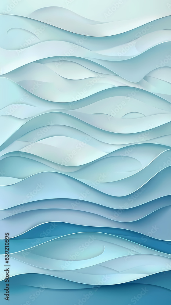 Obraz premium Abstract light blue waves paper art background vector image