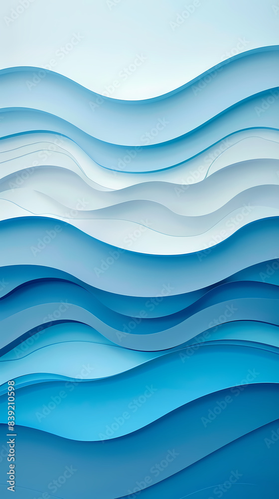Obraz premium Abstract light blue waves paper art background vector image