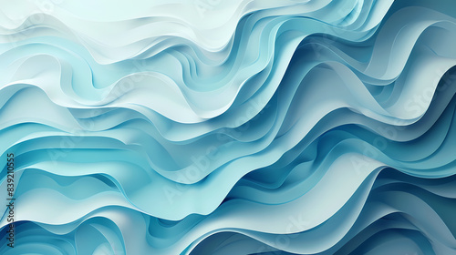 Abstract light blue waves paper art background vector image