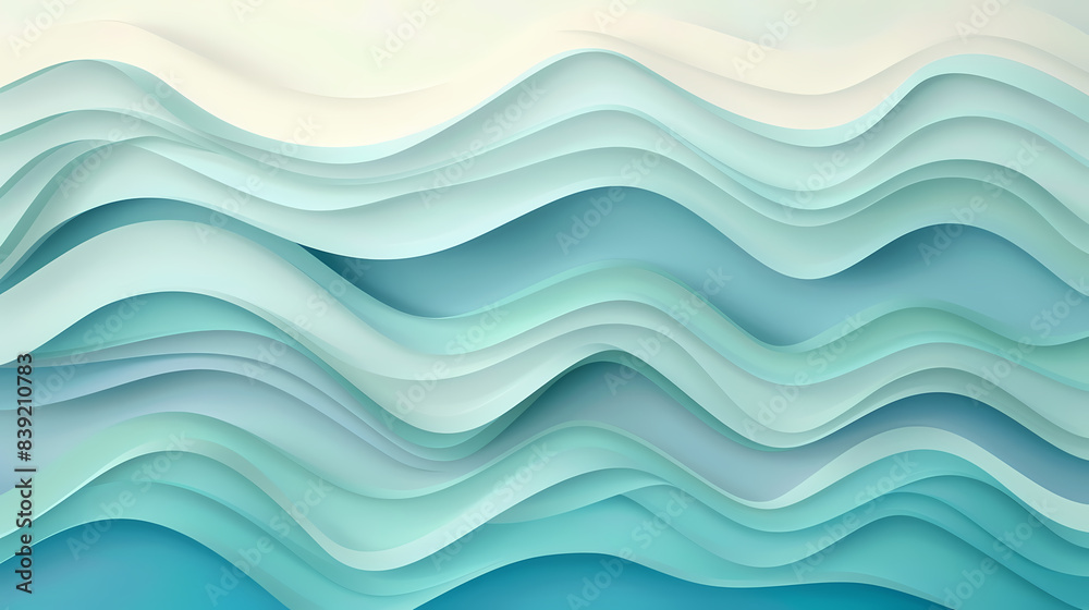 Fototapeta premium Abstract light blue waves paper art background vector image