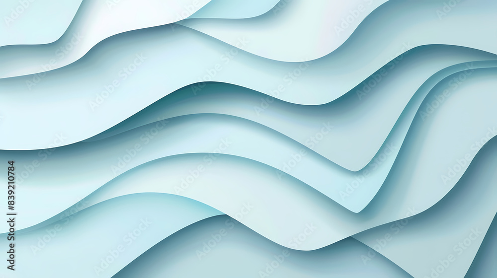 Obraz premium Abstract light blue waves paper art background vector image
